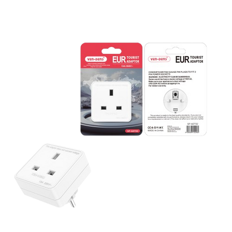 Adaptateur Secteur EUR TOURIST ADAPTOR 3 Broches Vers 2 Broches