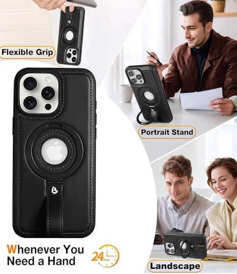 Coque en Cuir Compatible Magsafe a Capture Grio Loop Pour Samsung Galaxy S25 Plus Couleur Noir
