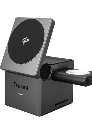 Station De Recharge Sans fil 3‑en‑1 Qi2 Cube TRUSMI CD02‑01 – Gris