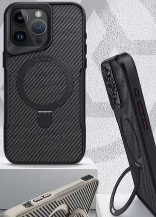 Coque En Gel Gorilla Tech Carbon Magnétique a Anneau Noir Pour iPhone 15 Pro Max