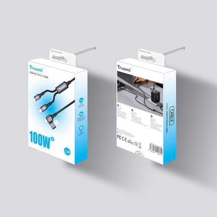 Câble Tressé USB-C vers Lightning 27 W / USB-C Vers USB-C 100 W Pour Recharge Rapide TRUSMI CA39-01 – 1,2 m – Noir