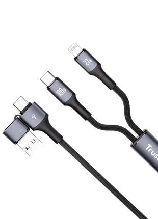 Câble Tressé USB-C vers Lightning 27 W / USB-C Vers USB-C 100 W Pour Recharge Rapide TRUSMI CA39-01 – 1,2 m – Noir