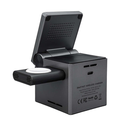 TRUSMI CD02-01 Qi2 3-in-1 Cube Wireless Charging Station Gray