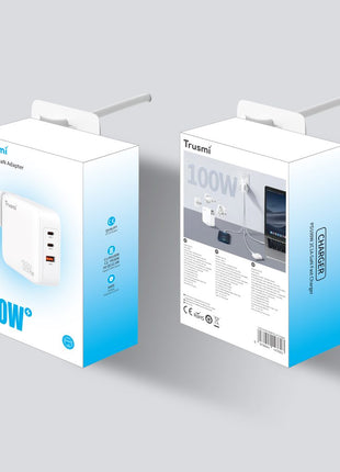 TRUSMI Chargeur Rapide USB-C 100W PD – Modèle CH22-02 – Prise Secteur, Blanc