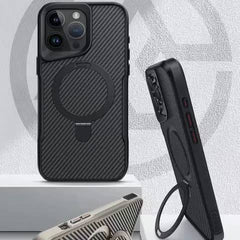 Coque En Gel Gorilla Tech Carbon Magnétique a Anneau Noir Pour iPhone 15 Pro Max