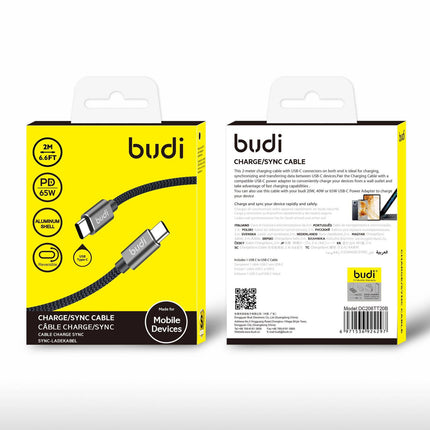 Budi Câble USB-C vers USB-C 65W - 2 mètres - DC206TT20B