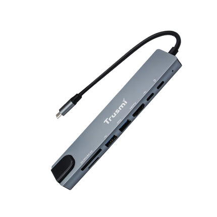 Station d'Accueil Trusmi 7-en-1 USB-C (HDMI + 2x USB 3.0 + SD/TF + PD) - Gris - DS01-02