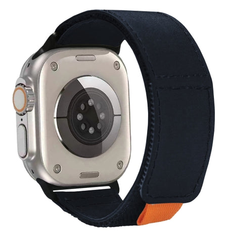 Bracelet En Nylon Tissé Noir Pour Apple Watch Taille 44mm/45mm/46mm/49mm