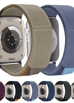 Bracelet En Nylon Tissé Bleu Pour Apple Watch Taille 44mm/45mm/46mm/49mm