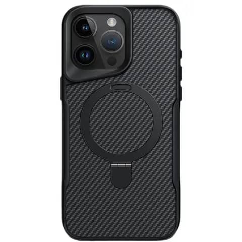 Coque En Gel Gorilla Tech Carbon Magnétique a Anneau Noir Pour iPhone 15 Pro Max