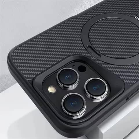 Coque En Gel Gorilla Tech Carbon Magnétique a Anneau Noir Pour iPhone 15 Pro Max