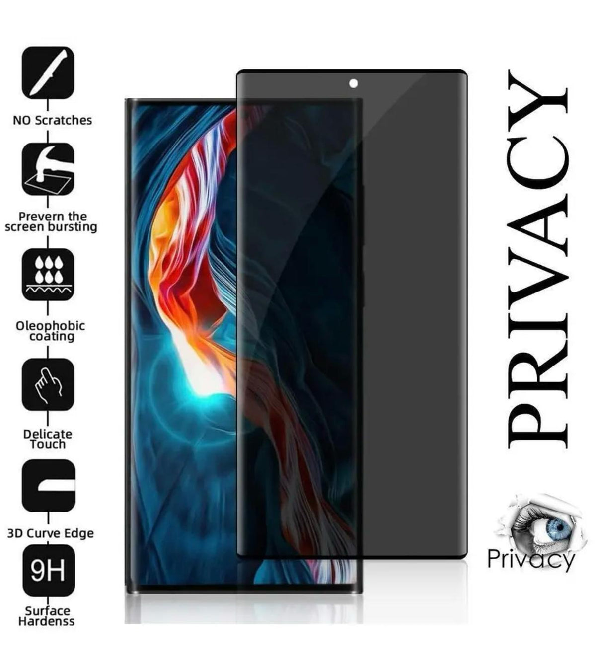 Privacy Full Glue Glass Film For Galaxy S24 Ultra