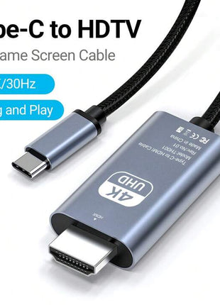 Câble Type C vers HDTV 4K Plug & Play 2M - Noir