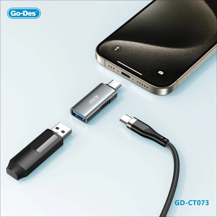 Adaptateur Double USB-C/USB-A OTG Go-Des GD-CT073, Charge PD 60W (2-en-1)