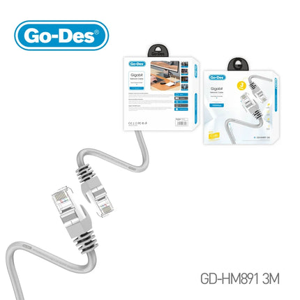 Câble Réseau Ethernet Cat6 Gigabit RJ45 Go-Des GD-HM891 (5 m)