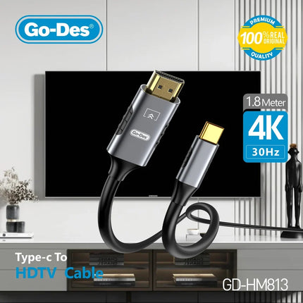 Câble USB-C vers HDMI 4K Go-Des GD-HM813 (1,8 m)