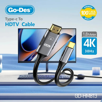 Câble USB-C vers HDMI 4K Go-Des GD-HM813 (1,8 m)
