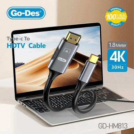Câble USB-C vers HDMI 4K Go-Des GD-HM813 (1,8 m)