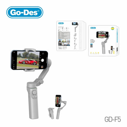 Stabilisateur Gimbal 3 Axes Pliable Go-Des GD-F5, Suivi Visage/Objet, pour Vlog et Live