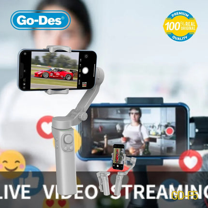 Stabilisateur Gimbal 3 Axes Pliable Go-Des GD-F5, Suivi Visage/Objet, pour Vlog et Live