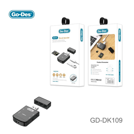Lecteur de Carte USB 4-en-1 Go-Des GD-DK109 (USB-C, USB-A, SD, MicroSD)