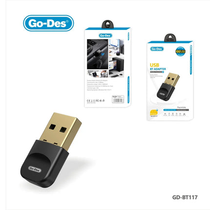 Adaptateur Bluetooth 5.3 USB Go-Des GD-BT117 pour PC/Portable, Portée 30m