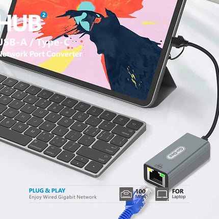 Adaptateur Réseau 2-en-1 USB-C/USB-A vers RJ45 Gigabit Go-Des GD-6871