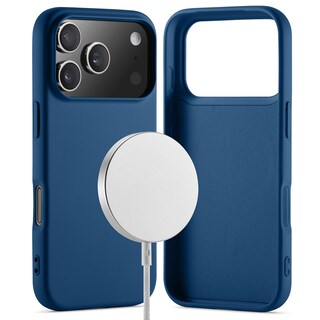 Coque De Charge Premium Magsafe En Silicone Souple (Bleu) Pour iPhone 17 Pro