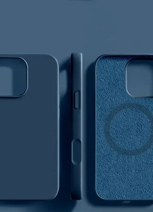 Coque De Charge Magnétique Sans Fil Magsafe En Silicone Souple Navy Pour iPhone 16E