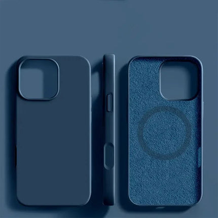 Coque De Charge Magnétique Sans Fil Magsafe En Silicone Souple Navy Pour iPhone 15 Pro Max