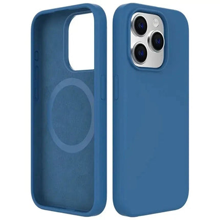 Coque De Charge Magnétique Sans Fil Magsafe En Silicone Souple Navy Pour iPhone 15 Pro Max