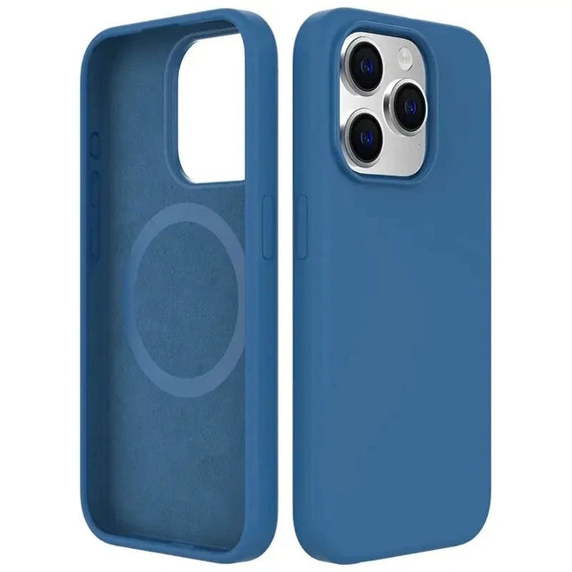Coque De Charge Magnétique Sans Fil Magsafe En Silicone Souple Navy Pour iPhone 15 Pro