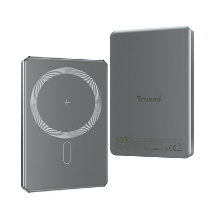 TRUSMI  Batterie Externe  Magnétique Sans Fil Fine | 5000mAh | 20W Charge Rapide PD | 15W Sans Fil Output - PB01-021