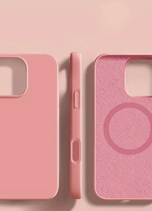 Coque De Charge Magnétique Sans Fil Magsafe En Silicone Souple Rose  Pour iPhone 16