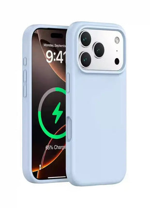Coque De Charge Magnétique Sans Fil Magsafe En Silicone Souple Bleu Ciel Pour iPhone 16 Pro Max
