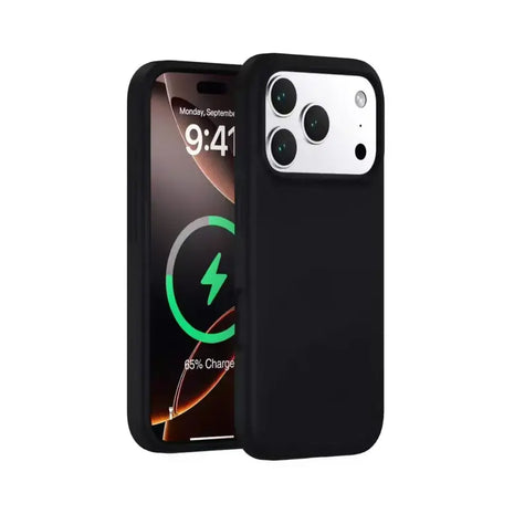 Coque De Charge Magnétique Sans Fil Magsafe En Silicone Souple Noir Pour iPhone 16