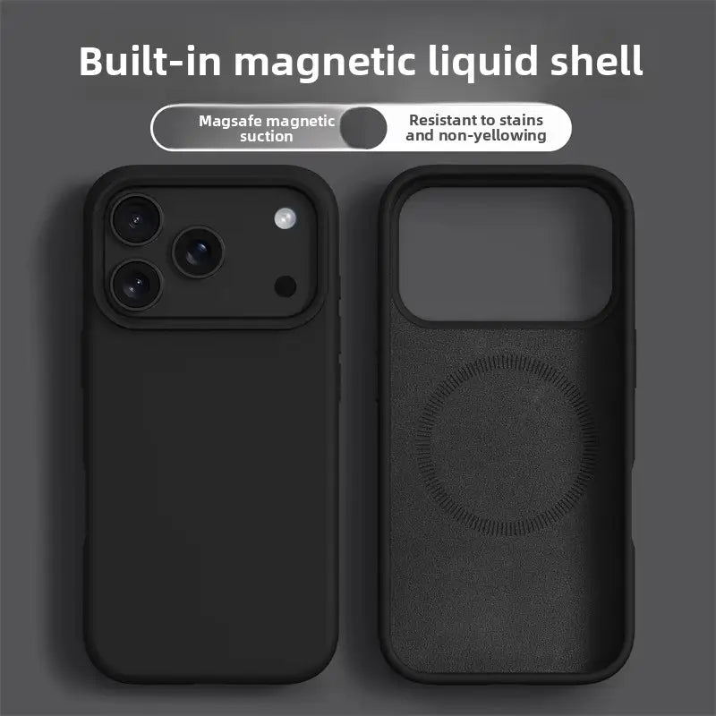 Coque De Charge Magnétique Sans Fil Magsafe En Silicone Souple Noir Pour iPhone 16