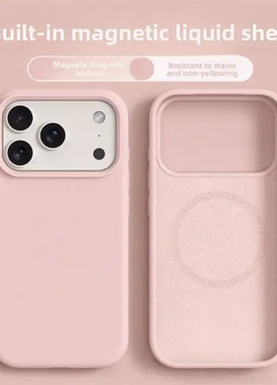 Coque De Charge Magnétique Sans Fil Magsafe En Silicone Souple Rose  Pour iPhone 16