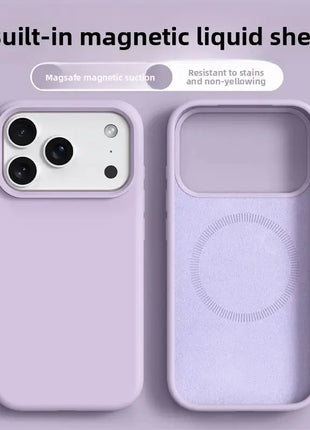 Coque De Charge Magnétique Sans Fil Magsafe En Silicone Violet Souple Pour iPhone 17 Pro Max