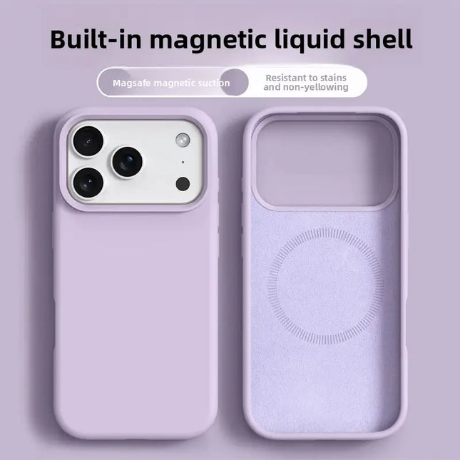 Coque De Charge Magnétique Sans Fil Magsafe En Silicone Violet Souple Pour iPhone 17 Pro Max