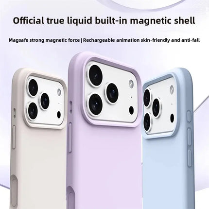 Coque De Charge Premium Magsafe En Silicone Souple (Bleu) Pour iPhone 17