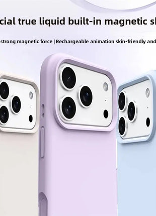 Coque De Charge Magnétique Sans Fil Magsafe En Silicone Souple Bleu Ciel Pour iPhone 15 Pro Max