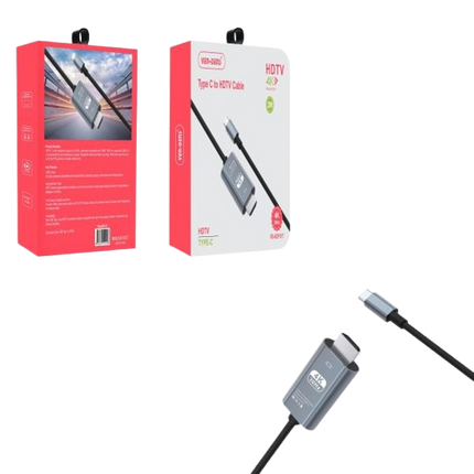 Câble Type C vers HDTV 4K Plug & Play 2M - Noir