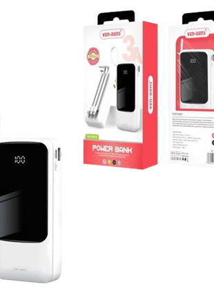 Power Bank 20000mAh 3A Output Avec 3 Types de Câbles De Chargement