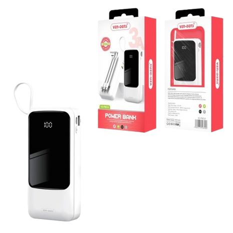 Power Bank 20000mAh 3A Output Avec 3 Types de Câbles De Chargement