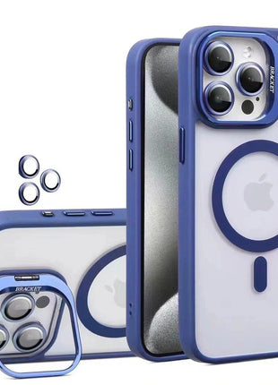 Coque MagSafe Bleu Foncé Pour Apple iPhone 16 Plus Avec Support Et Protection Pour l'Appareil Photo