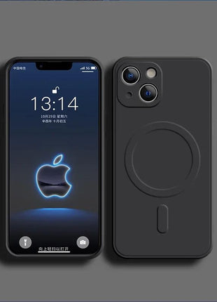 Coque De Charge Magnétique Sans Fil Magsafe En Silicone Souple Noir Pour iPhone 15 Pro Max