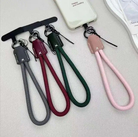 Dragonne de Téléphone Tressée de 20 CM avec Porte cle anti perte De Couleur Rose