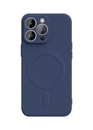 Coque De Charge Magnétique Sans Fil Magsafe En Silicone Souple Navy Pour iPhone 15 Pro Max