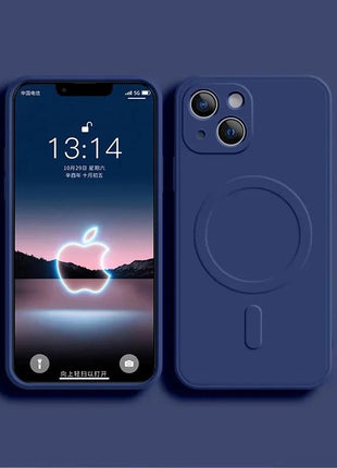 Coque De Charge Magnétique Sans Fil Magsafe En Silicone Souple Navy Pour iPhone 15 Pro Max